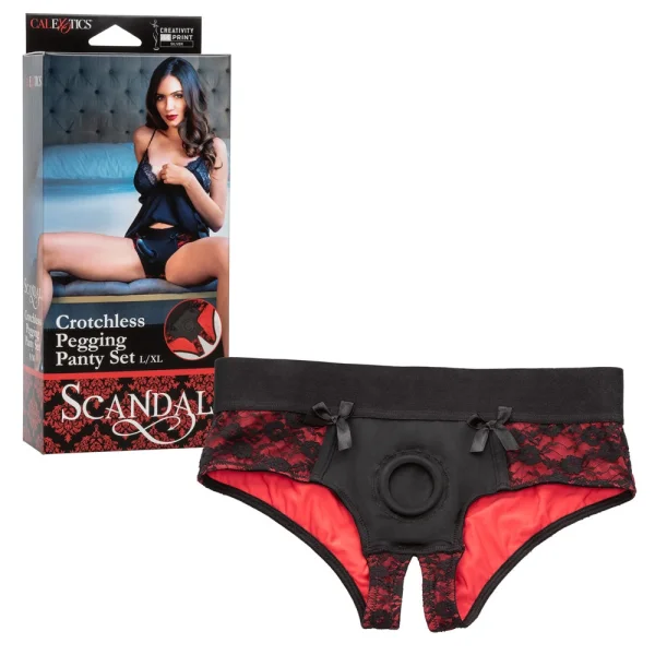 Scandal Crotchless Pegging Panty Set L/XL