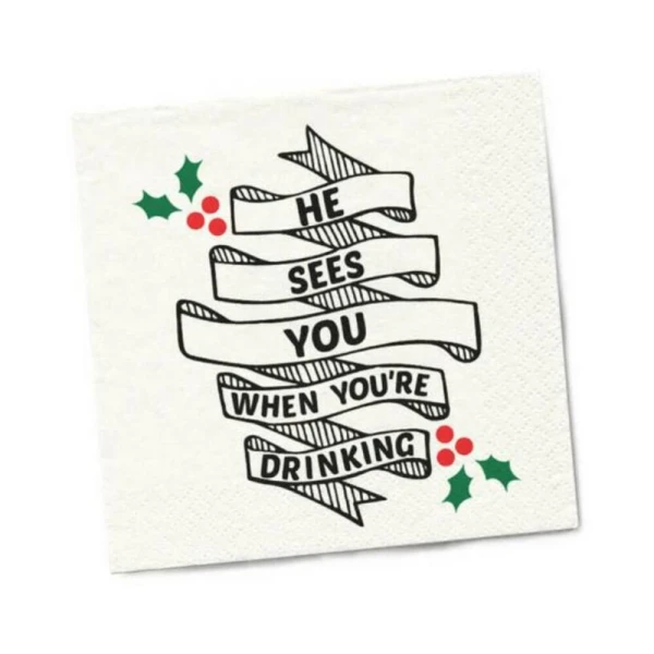 Games & Novelty: Twisted Wares He Sees You When You're Drinking Napkins 20-pack