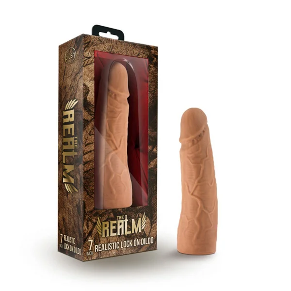The Realm - Realistic 7 Inch Lock on Dildo -  Mocha — image 12 of 12