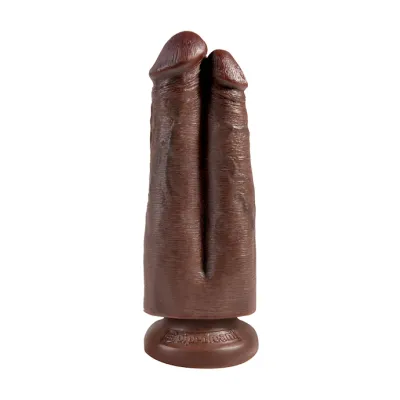 King Cock 7 Inch Two Cocks One Hole Dildo Brown 7 Inch