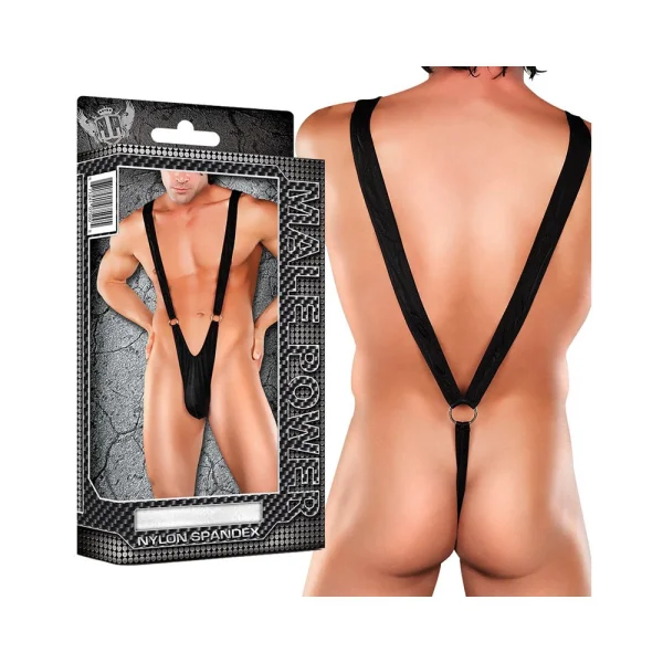 Male Power Nylon Lycra Sling With Rings Black L/XL