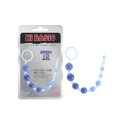 Sassy Anal Beads Blue 12 Inch