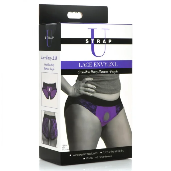 Lace Envy Crotchless Panty Harness - 2xl - Purple — image 5 of 6