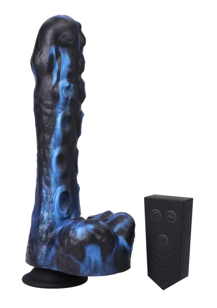 Fort Troff Tendrill Thruster Rechargeable Silicone Mini Fuck Machine Dildo With Balls & Remote - Blue