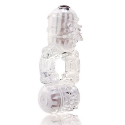 Big O 2 Double Vibrating Ring By Screaming O Clear One Size