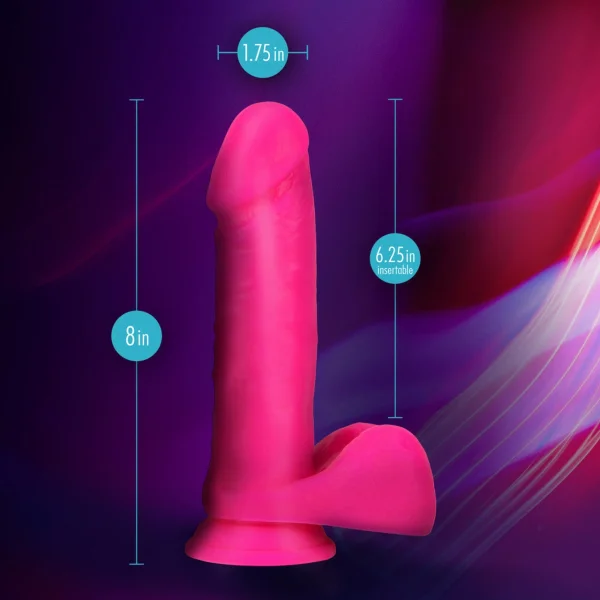 Neo Elite - 8-inch Silicone Dual-density Cock With Balls - Neon Pink