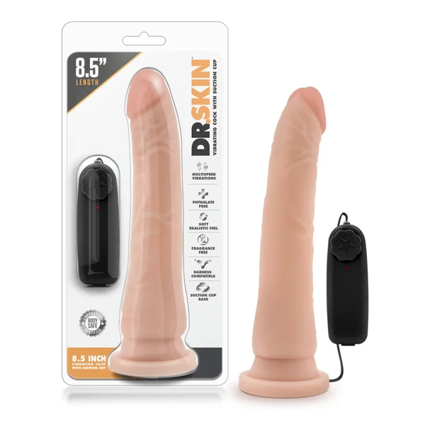 Dr. Skin - 8.5 Inch Vibrating Realistic Cock  With Suction Cup - Vanilla — image 12 of 15