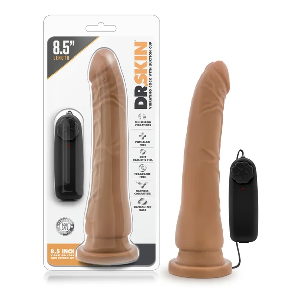 Dr. Skin - 8.5 Inch Vibrating Realistic Cock With  Suction Cup - Mocha — image 7 of 9