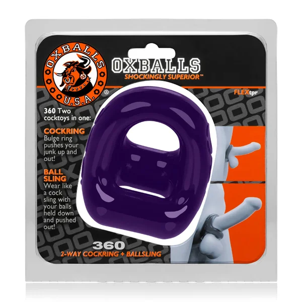 360 2- Way Cockring + Ballsling - Eggplant — image 7 of 7