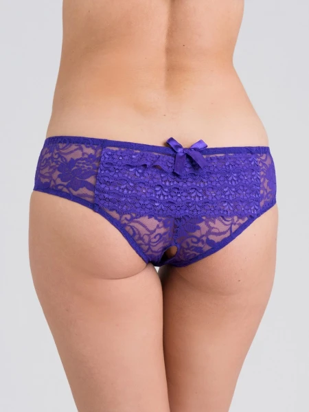 Lovehoney Purple Lace Crotchless Ruffle-Back Panties