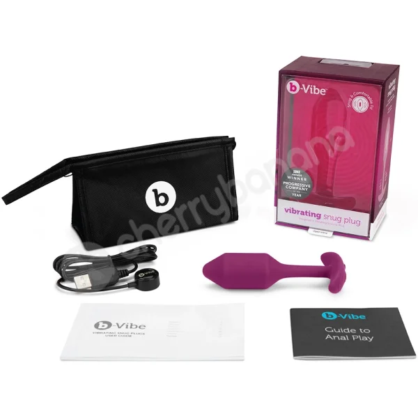 B-Vibe Vibrating Snug Plug Medium Purple Weighted Silicone Butt Plug