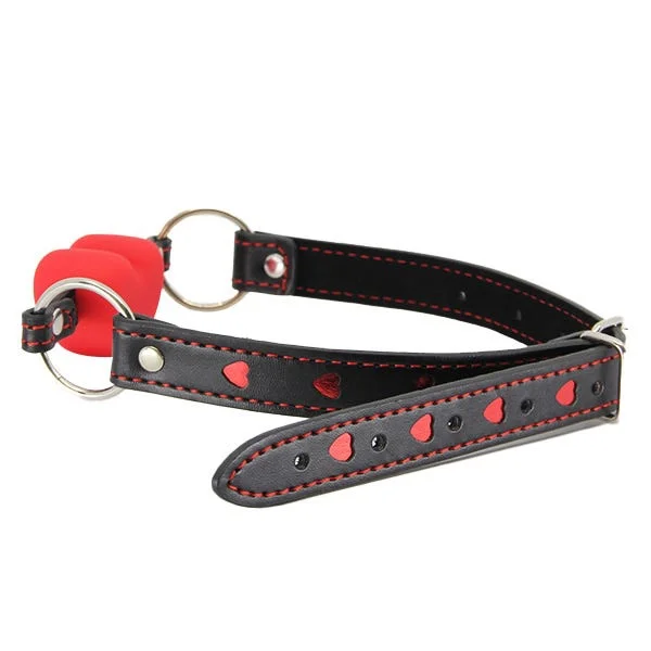 Love In Leather Silicone Heart Gag