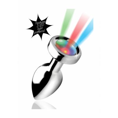 Light Up Small Anal Plug Silver Small Butt Plug