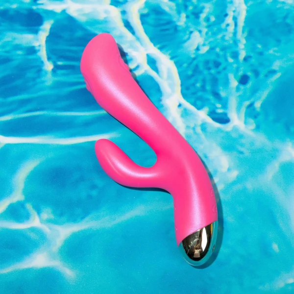 Aria Pleasin' AF Silicone Waterproof Dual Stimulation Vibrator By Blush - Fuchsia