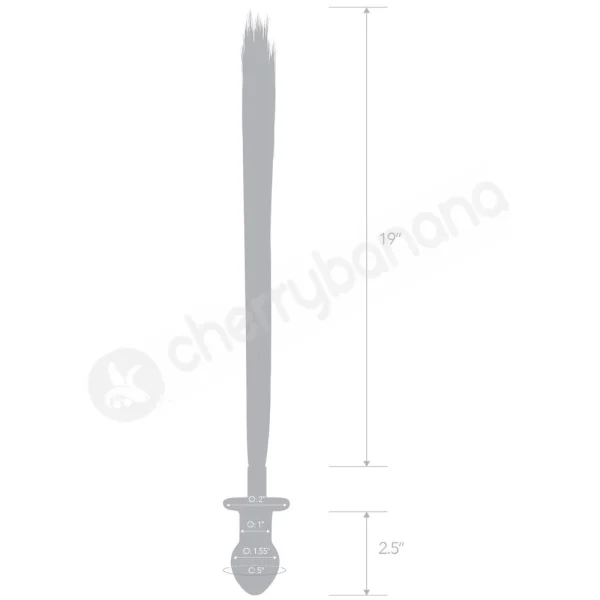 Glas 2.5" Black Horse Tail Clear Glass Butt Plug