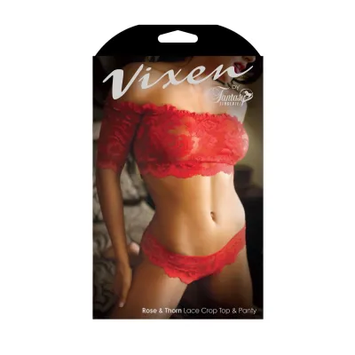Rose Thorn Lace Crop Top Panty Queen Size