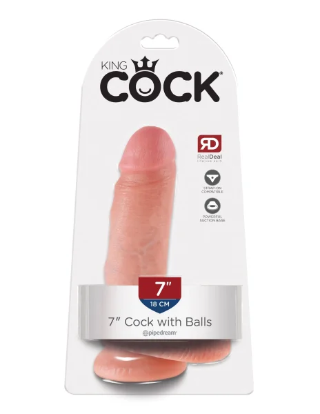 King Cock 7 Inch Cock with Balls-Flesh