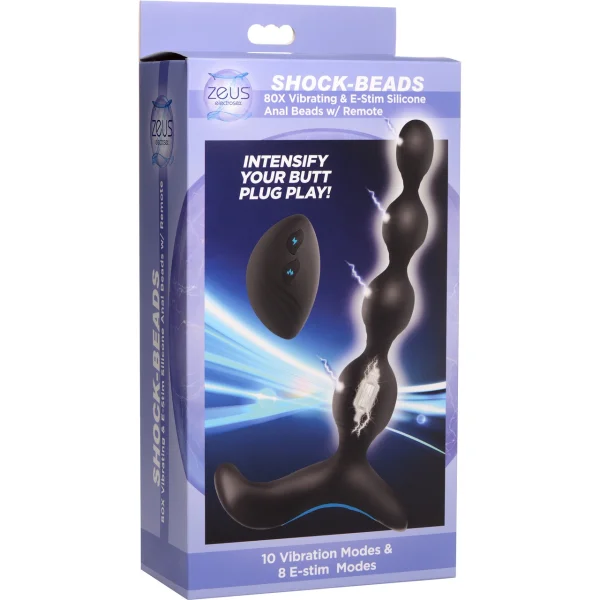 Zeus Electrosex Shock Beads 80X Vibrating & E-Stim Rechargeable Silicone Anal Beads With Remote