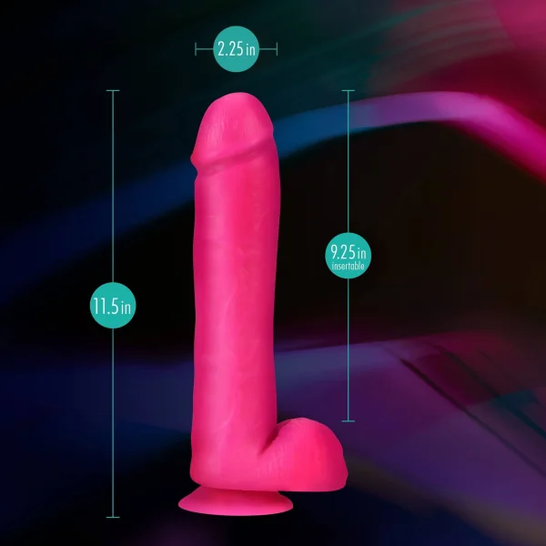 Neo Elite - 11-inch Silicone Dual-density Cock With Balls - Neon Pink
