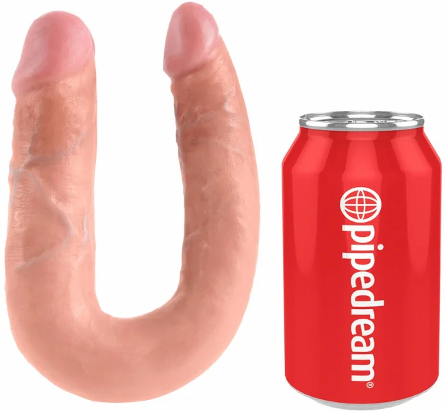 King Cock U-Shaped Small Double Trouble Dildo - Vanilla