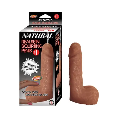Natural Realskin Squirting Penis 1 Brown Dildo