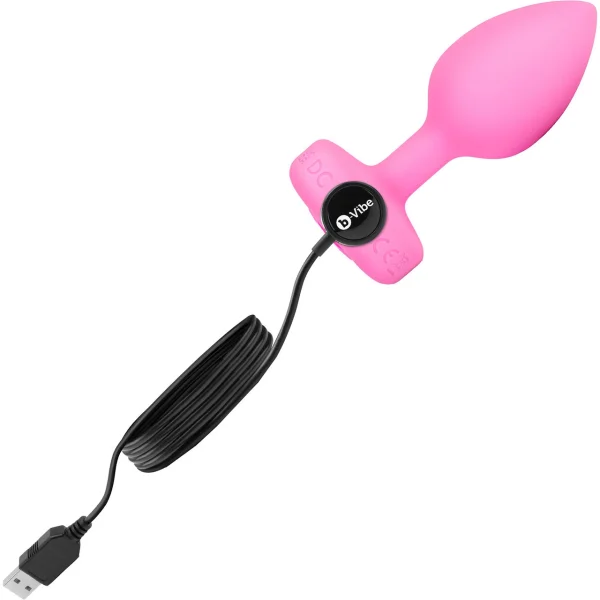 B-Vibe Vibrating Heart Plug Small/Medium - Pink Topaz