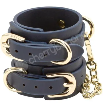 Bondage Couture Blue Gold Luxurious Adjustable Wrist Cuffs Restraints