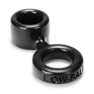 Low Ball Cock Ring With Attached Ball Stretcher Black