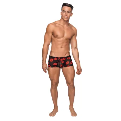 Kiss Me Mini Short Large Sheer Lips Black