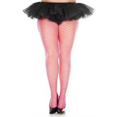 Mini Diamond Net Spandex Pantyhose Queen Size Pink