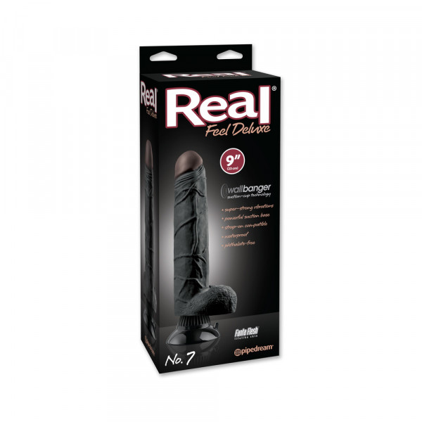 Real Feel Deluxe No 7 Black Vibrating Dildo