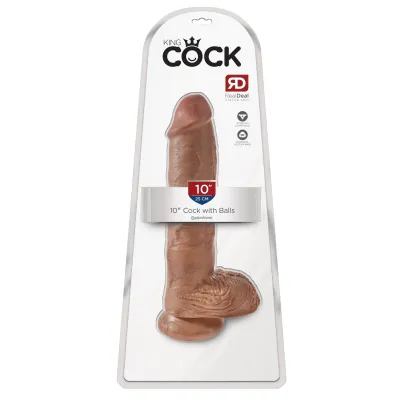 King Cock 10 Cock With Balls Tan
