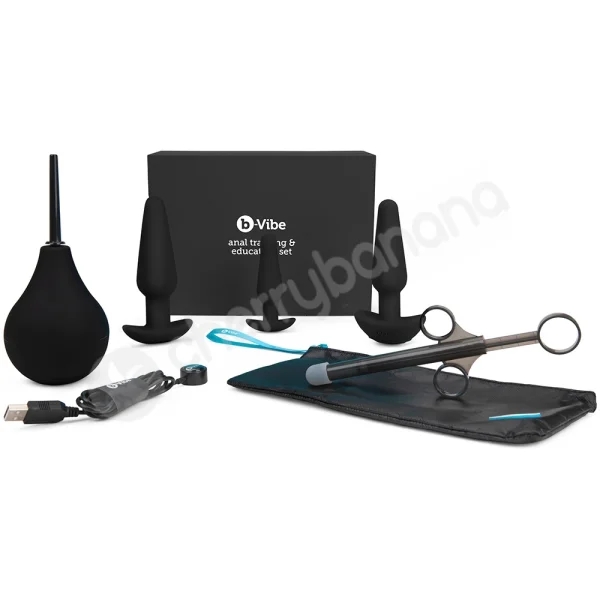 B-vibe Anal Training 7 Piece Black Butt Plug & Accessories Education Set