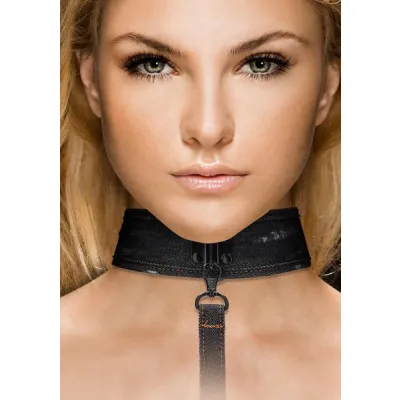 Denim Collar With Leash Roughend Denim Style Black