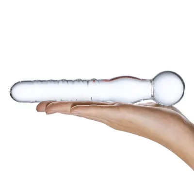 Glas 8 inch Joystick Clear Glass Dildo