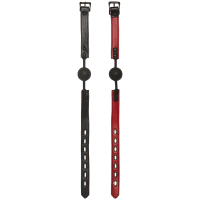 Kink Leather Silicone Ball Gag Black Red