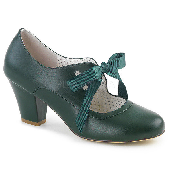 2 1/2 inches Cuben Heel Mary Jane Pump W/ Ribbon Tie