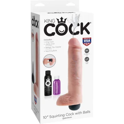 King Cock 10 Inch Squirting Cock With Balls Light