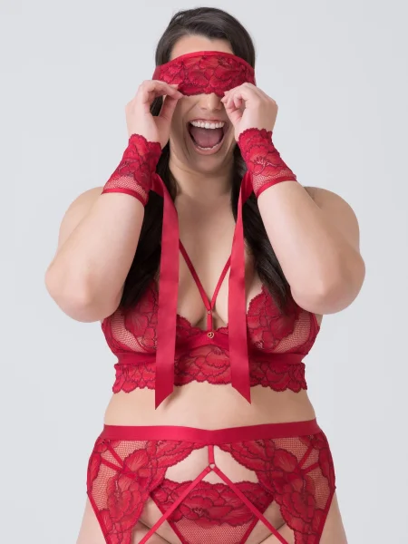 Lovehoney Tiger Lily Red Lace Cuffs and Eye Mask Set