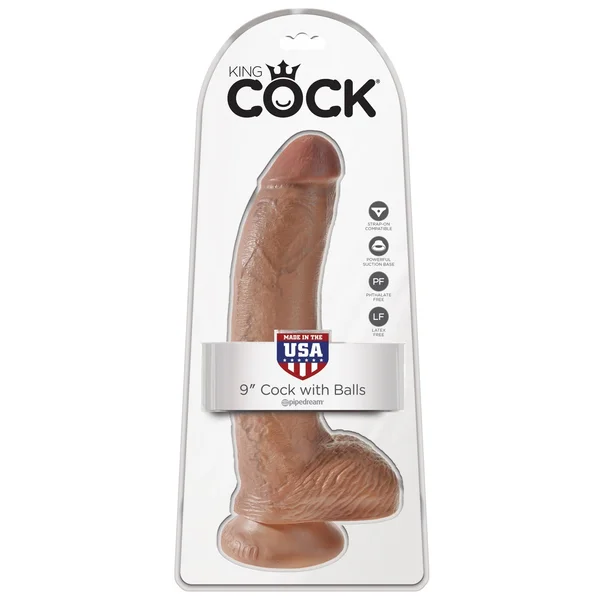 King Cock  9" Cock With Balls - Tan — image 10 of 12