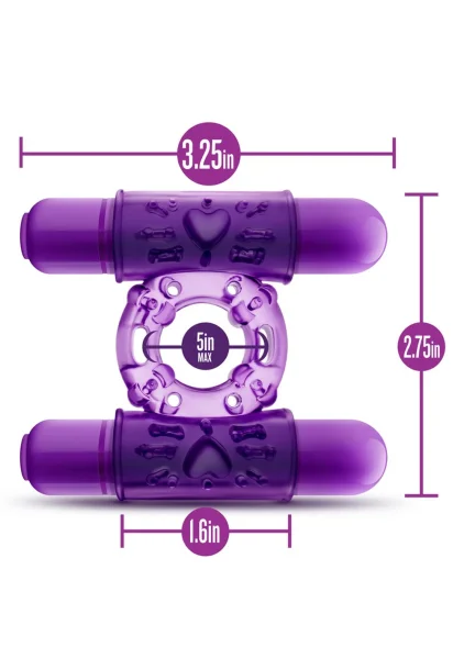 Play With Me Double Play Dual Vibrating Cock Ring Purple