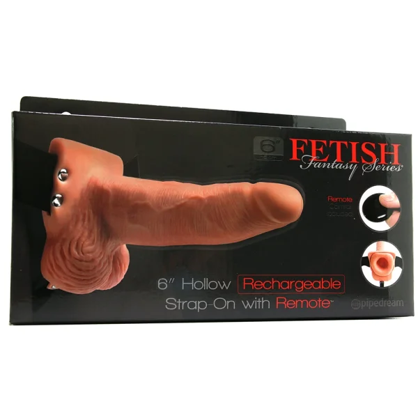 Fetish Fantasy Series 6" Hollow Rechargeable Strap-on With Remote - Flesh