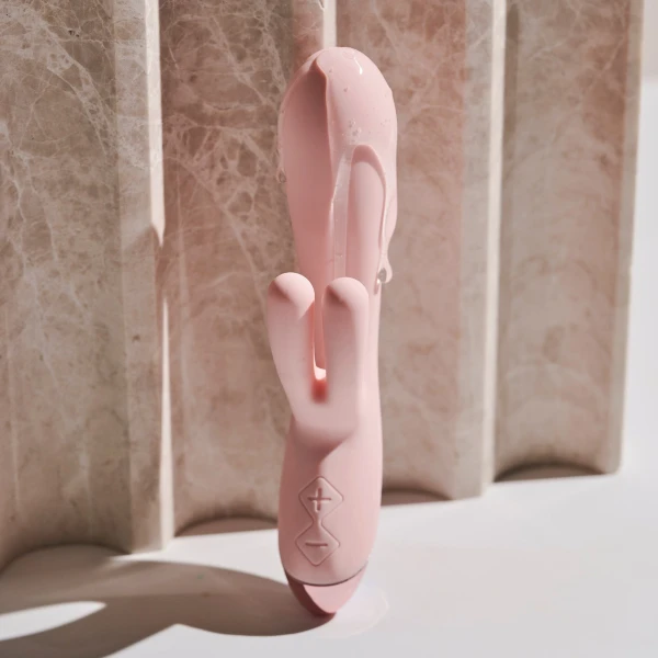 Elora Rechargeable Waterproof Silicone Rabbit Style Dual Stimulation Vibrator By Blush - Pink