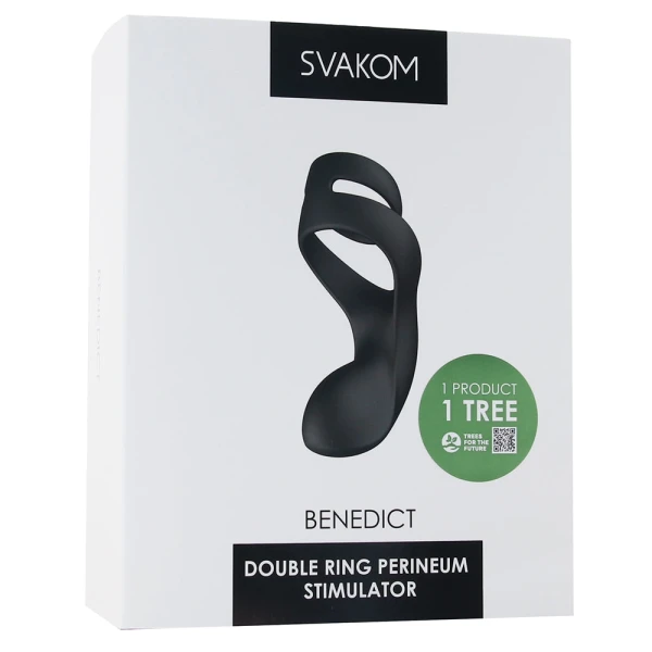 SVAKOM Benedict Silicone Waterproof Rechargeable Vibrating Cock Ring - Black