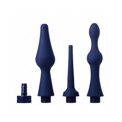 Universal 3 Piece Silicone Enema Attachment Set Blue