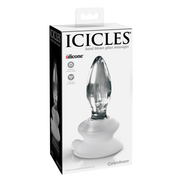 Icicles No. 91 Clear Glass Butt Plug with Suction Cup by Pipedream Products