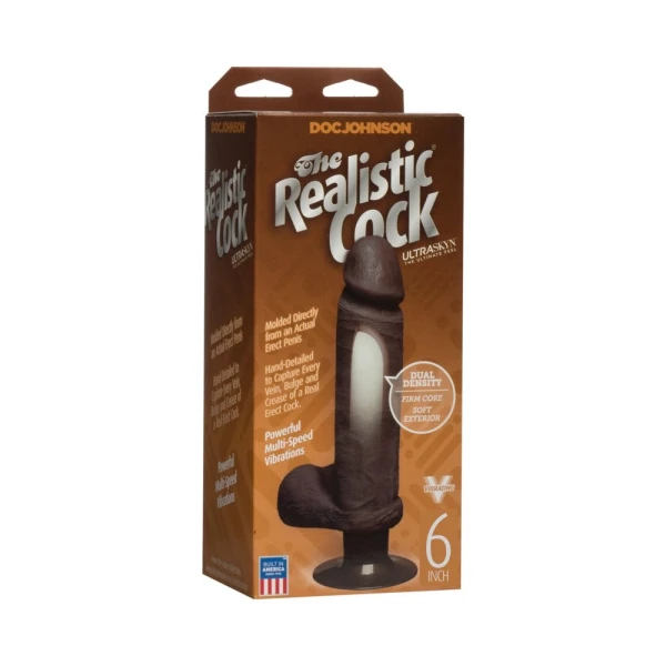 The Vibro Realistic Cock UR3 Vibrator 6 Inch - Brown