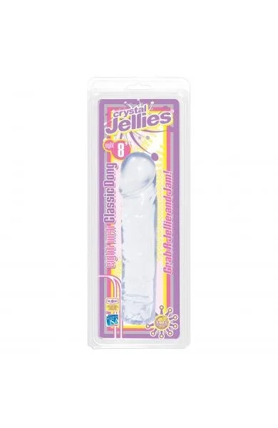 Crystal Jellies 8 Inch Classic Dildo in Clear