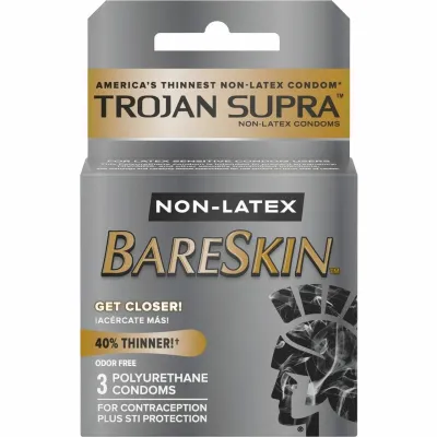 TROJAN Supra BARESKIN Non Latex Lubricated Condoms 3 Pack