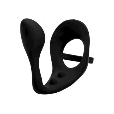 Anal Plug And Cock And Ball Ring Black 4 5 Inch